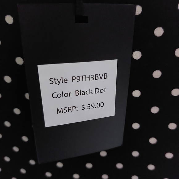 NWT DKNY Cold Shoulder Black Dot short sleeve top. - Picture 4 of 4